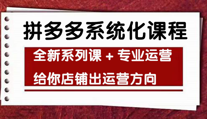 （4259期）车神陪跑，拼多多系统化课程，全新系列课+专业运营给你店铺出运营方向-创客云联盟