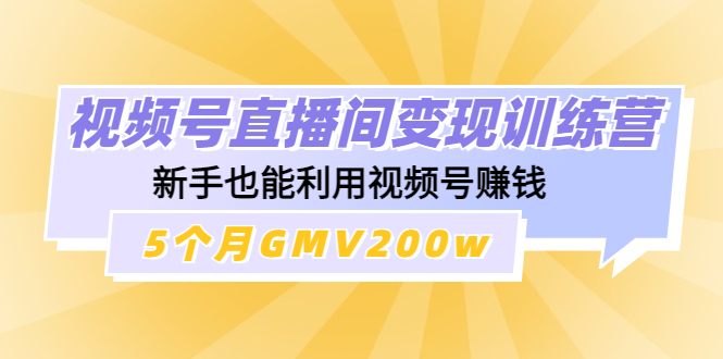 （4468期）视频号直播间变现训练营：新手也能利用视频号赚钱，5个月GMV200w-创客云联盟