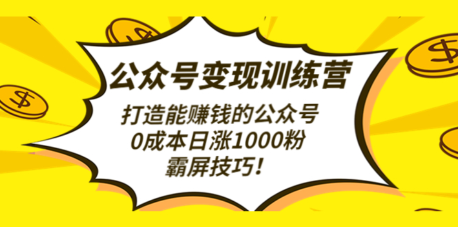 （4585期）公众号变现训练营（第3期）打造能赚钱的公众号，0成本日涨1000粉，霸屏技巧-创客云联盟