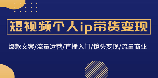 （4595期）短视频个人ip带货变现：爆款文案/流量运营/直播入门/镜头变现/流量商业-创客云联盟