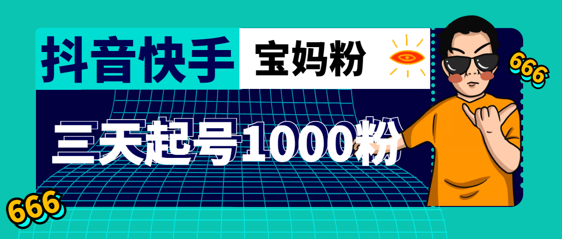 （4818期）抖音快手三天起号涨粉1000宝妈粉丝的核心方法【详细玩法教程】-创客云联盟