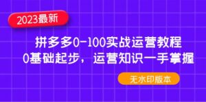 （4835期）2023拼多多0-100实战运营教程，0基础起步，运营知识一手掌握（无水印）-创客云联盟