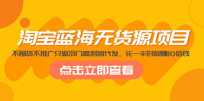 （5062期）淘宝蓝海无货源项目，不囤货不推广只做冷门高利润代发，花一半时间赚10倍钱-创客云联盟