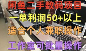 （5275期）闲鱼二手数码项目，个人副业低保收入一单50+以上，工作室批量放大操作-创客云联盟
