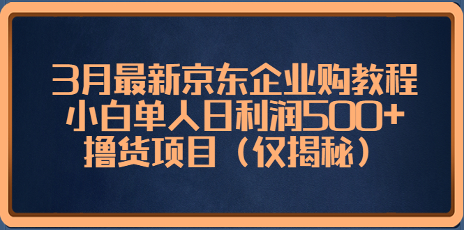 （5277期）3月最新京东企业购教程，小白单人日利润500+撸货项目（仅揭秘）-创客云联盟