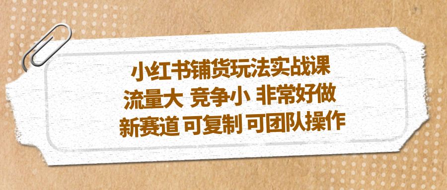（5291期）小红书铺货玩法实战课，流量大 竞争小 非常好做 新赛道 可复制 可团队操作-创客云联盟