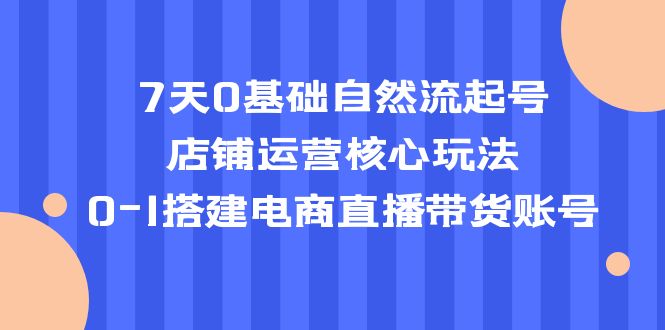 (5350期)7天0基础自然流起号,店铺运营核心玩法,0-1搭建电商直播带货账号-创客云联盟
