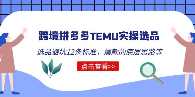 （5402期）跨境拼多多TEMU实操选品运营方法，选品避坑12条标准，爆款的底层思路等-创客云联盟