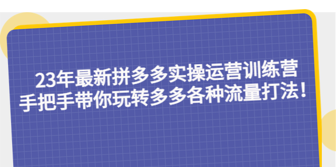 （5435期）23年最新拼多多实操运营训练营：手把手带你玩转多多各种流量打法！-创客云联盟