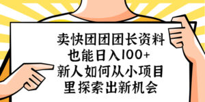 （5535期）卖快团团团长资料也能日入100+ 新人如何从小项目里探索出新机会-创客云联盟