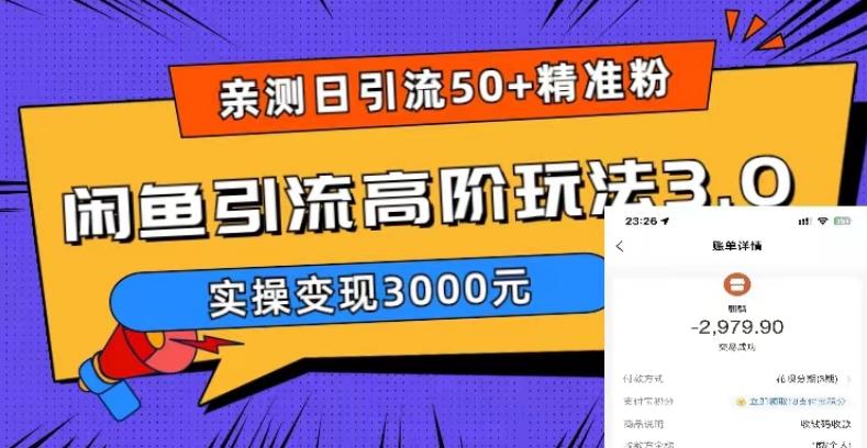 （5739期）实测日引50+精准粉，闲鱼引流高阶玩法3.0，实操变现3000元-创客云联盟