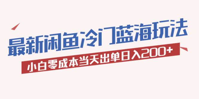 （5903期）2023最新闲鱼冷门蓝海玩法，小白零成本当天出单日入200+-创客云联盟