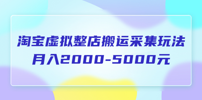 （5931期）淘宝虚拟整店搬运采集玩法分享课：月入2000-5000元（5节课）-创客云联盟