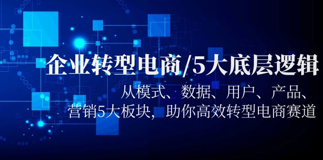 （5939期）企业转型电商/5大底层逻辑，从模式 数据 用户 产品 营销5大板块，高效转型-创客云联盟