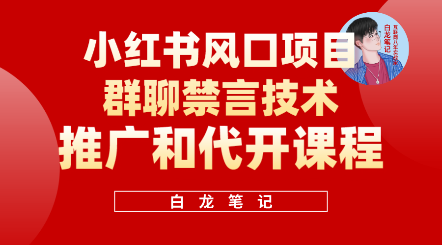 （5973期）小红书风口项目日入300+，小红书群聊禁言技术代开项目，适合新手操作-创客云联盟