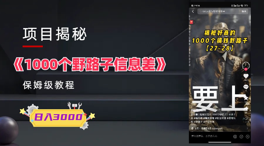 （6135期）1000个野路子信息差保姆式教程-单日变现3000+的玩法解密-创客云联盟