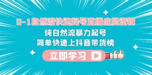 (6138期)0-1自然流快速起号直播 底层逻辑 纯自然流暴力起号 简单快速上抖音带货榜-创客云联盟