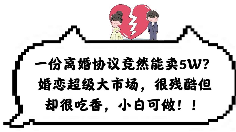 （6176期）一份离婚协议竟然能卖5W？婚恋超级大市场，很残酷但却很吃香，小白可做-创客云联盟