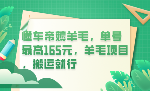 （6175期）懂车帝薅羊毛，单号最高165元，羊毛项目，搬运就行-创客云联盟