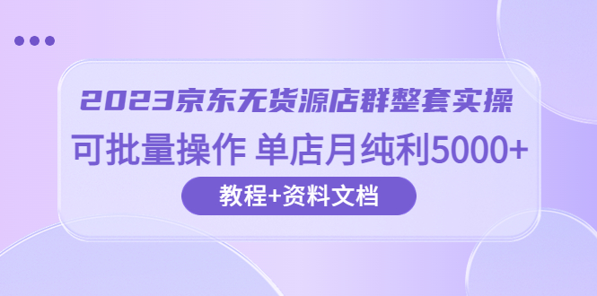 （6223期）2023京东-无货源店群整套实操 可批量操作 单店月纯利5000+63节课+资料文档-创客云联盟