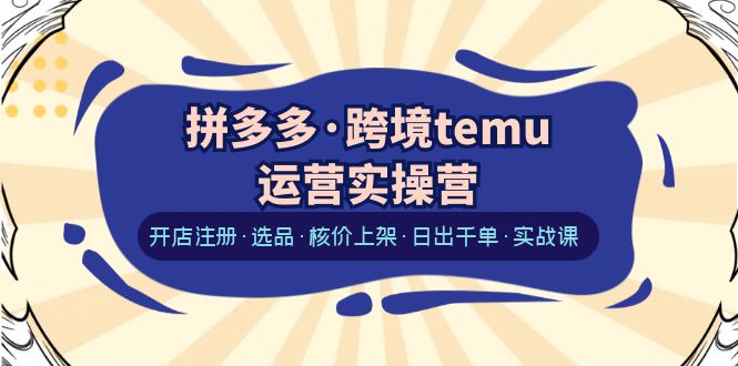 （6319期）拼多多·跨境temu运营实操营：开店注册·选品·核价上架·日出千单·实战课-创客云联盟
