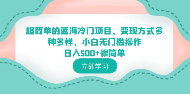 （6422期）超简单的蓝海冷门项目，变现方式多种多样，小白无门槛操作日入500+很简单-创客云联盟