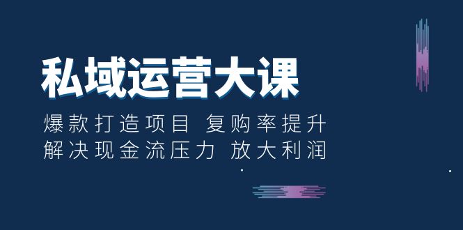 （6455期）私域运营大课：爆款打造项目 复购率提升 解决现金流压力 放大利润-创客云联盟