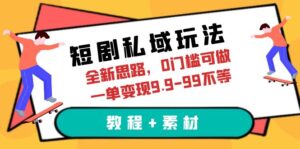 （6464期）短剧私域玩法，全新思路，0门槛可做，一单变现9.9-99不等（教程+素材）-创客云联盟