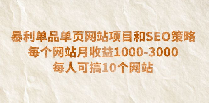 （6503期）暴利单品单页网站项目和SEO策略  每个网站月收益1000-3000  每人可搞10个-创客云联盟