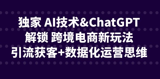 （6599期）独家 AI技术&ChatGPT解锁 跨境电商新玩法，引流获客+数据化运营思维-创客云联盟