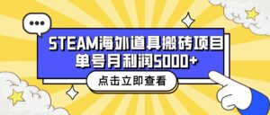 (6688期)收费6980的Steam海外道具搬砖项目,单号月收益5000+全套实操教程-创客云联盟