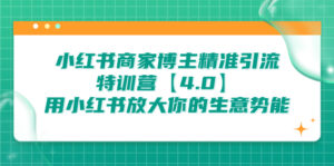 (6796期)小红书商家 博主精准引流特训营【4.0】用小红书放大你的生意势能-创客云联盟