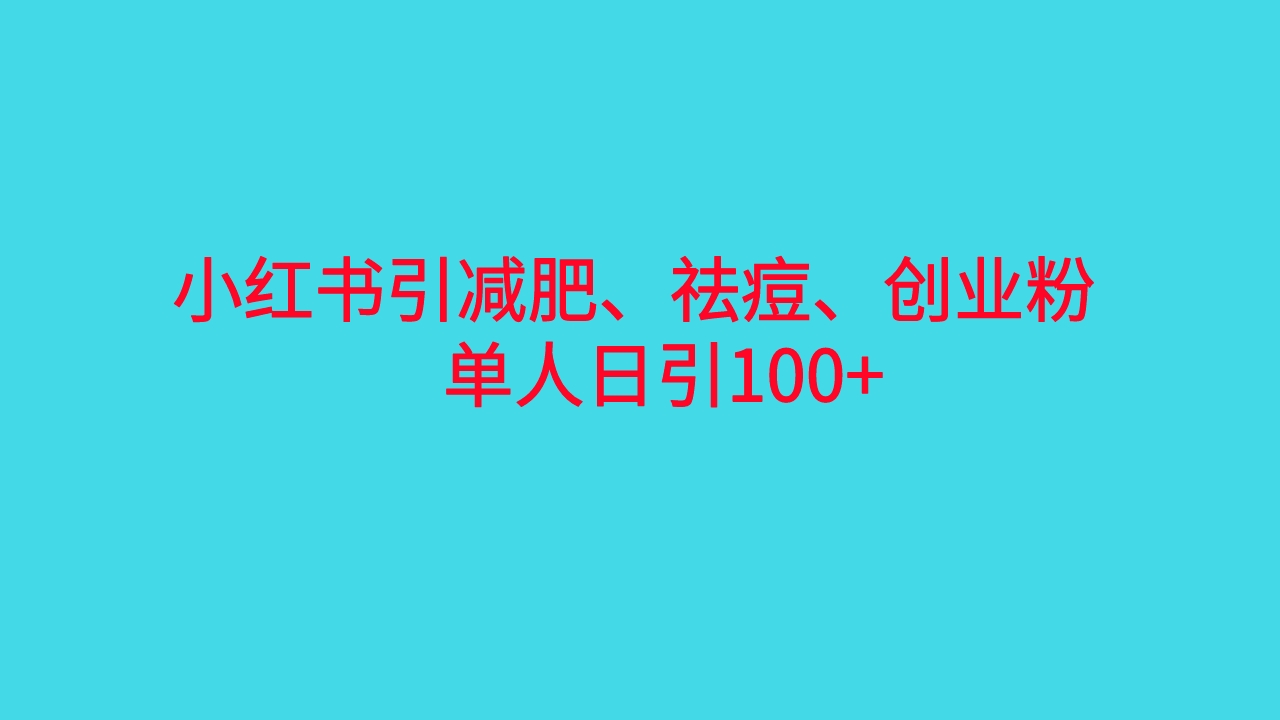 （6799期）小红书精准引流，减肥、祛痘、创业粉单人日引100+（附软件）-创客云联盟