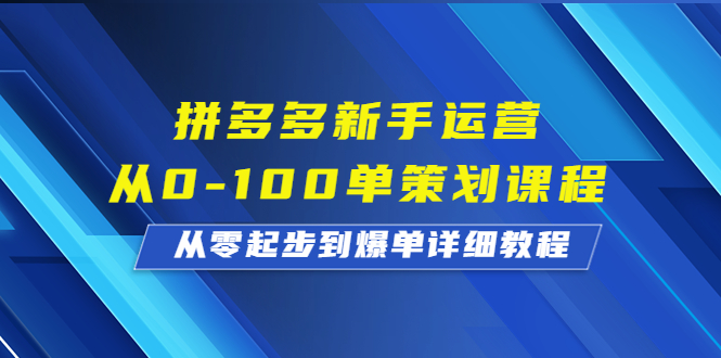 （6920期）拼多多新手运营从0-100单策划课程，从零起步到爆单详细教程-创客云联盟