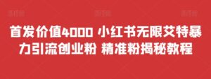 （6982期）首发价值4000 小红书无限艾特暴力引流创业粉 精准粉揭秘教程-创客云联盟
