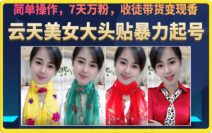 (6988期)美女大头贴暴力起号教学,简单操作,7天万粉,收徒带货变现香-创客云联盟