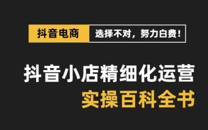 抖音小店精细化运营百科全书，保姆级运营实战讲解（28节课）-创客云联盟