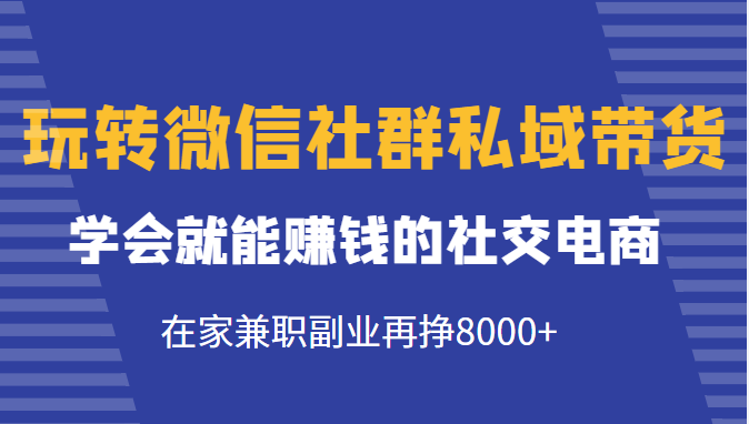 玩转微信社群私域带货，学会就能赚钱的社交电商，在家兼职副业再挣8000+-创客云联盟