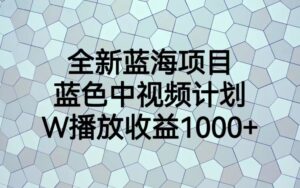 全新蓝海项目,蓝色中视频计划,1W播放量1000+-创客云联盟