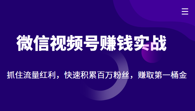 微信视频号赚钱实战：抓住流量红利，快速积累百万粉丝，赚取你的第一桶金-创客云联盟