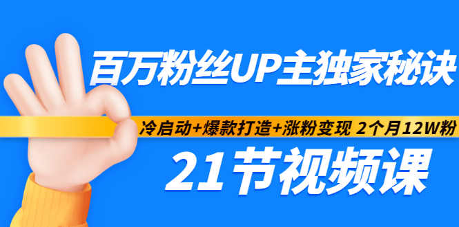 百万粉丝UP主独家秘诀：冷启动+爆款打造+涨粉变现2个月12W粉（21节视频课)-创客云联盟