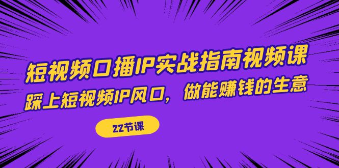 （7202期）短视频口播IP实战指南视频课，踩上短视频IP风口，做能赚钱的生意（22节课）-创客云联盟
