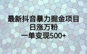 最新抖音暴力掘金项目，日涨万粉，一单变现500+-创客云联盟