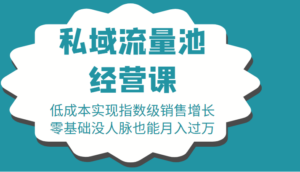 16堂私域流量池经营课:低成本实现指数级销售增长,零基础没人脉也能月入过万-创客云联盟