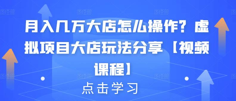 月入几万大店怎么操作？虚拟项目大店玩法分享【视频课程】-创客云联盟