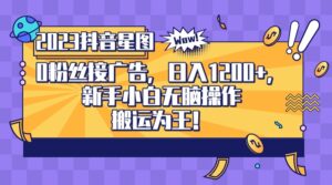 2023抖音0粉星图任务，新手小白无脑搬运，单号日入1200-创客云联盟