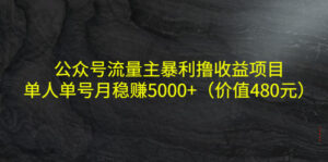 公众号流量主暴利撸收益项目，单人单号月稳赚5000+（价值480元）-创客云联盟