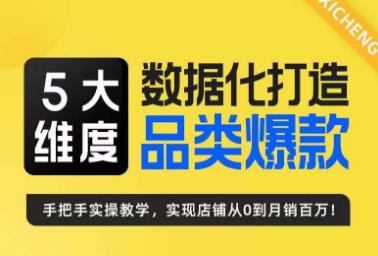 5大维度，数据化打造电商品类爆款特训营，一套高效运营爆款方法论-创客云联盟