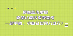 （7276期）最新蓝海项目，靠禁止废话视频变现，一部手机，小白轻松月入过万！-创客云联盟