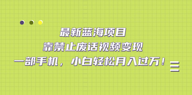 （7276期）最新蓝海项目，靠禁止废话视频变现，一部手机，小白轻松月入过万！-创客云联盟